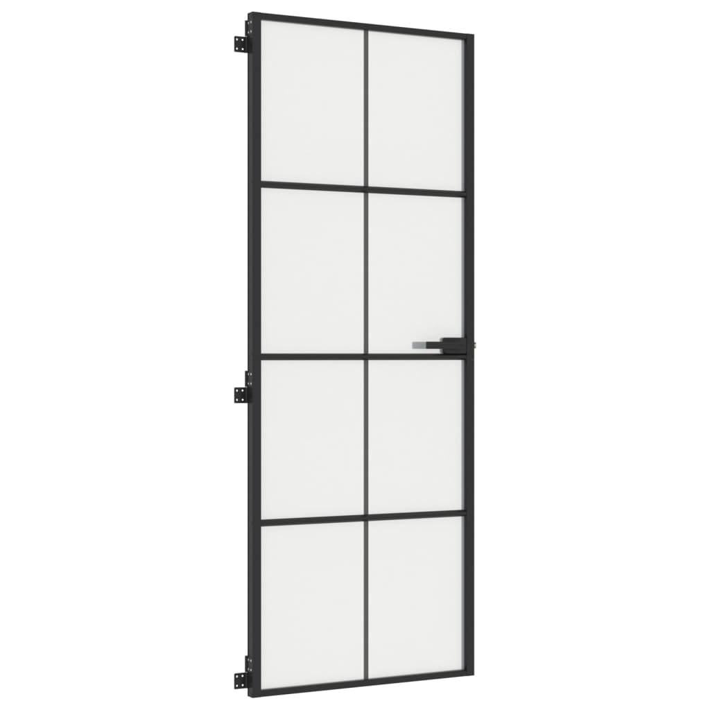 vidaXL Ușă de interior negru 76x201,5 cm sticlă securiz./aluminiu slim