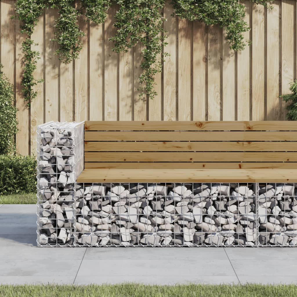 vidaXL Bancă de grădină design gabion 122x71x65,5cm lemn pin impregnat