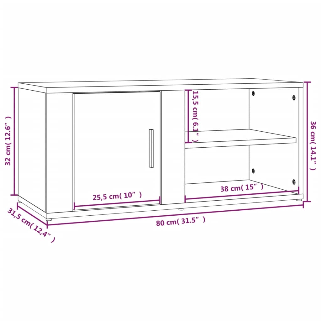 vidaXL Comode TV, 2 buc., stejar sonoma, 80x31,5x36 cm, lemn prelucrat