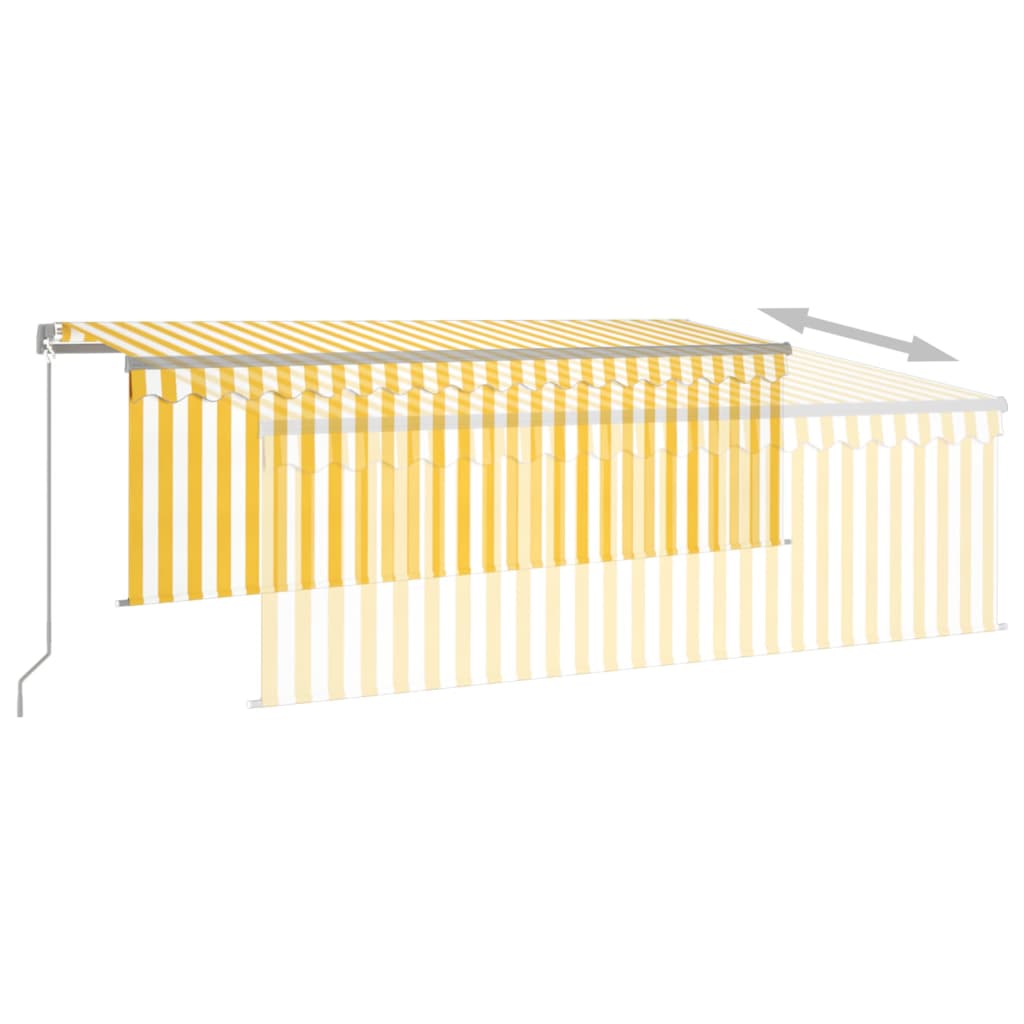 vidaXL Copertină retractabilă manual cu stor&LED, galben&alb, 4,5x3 m