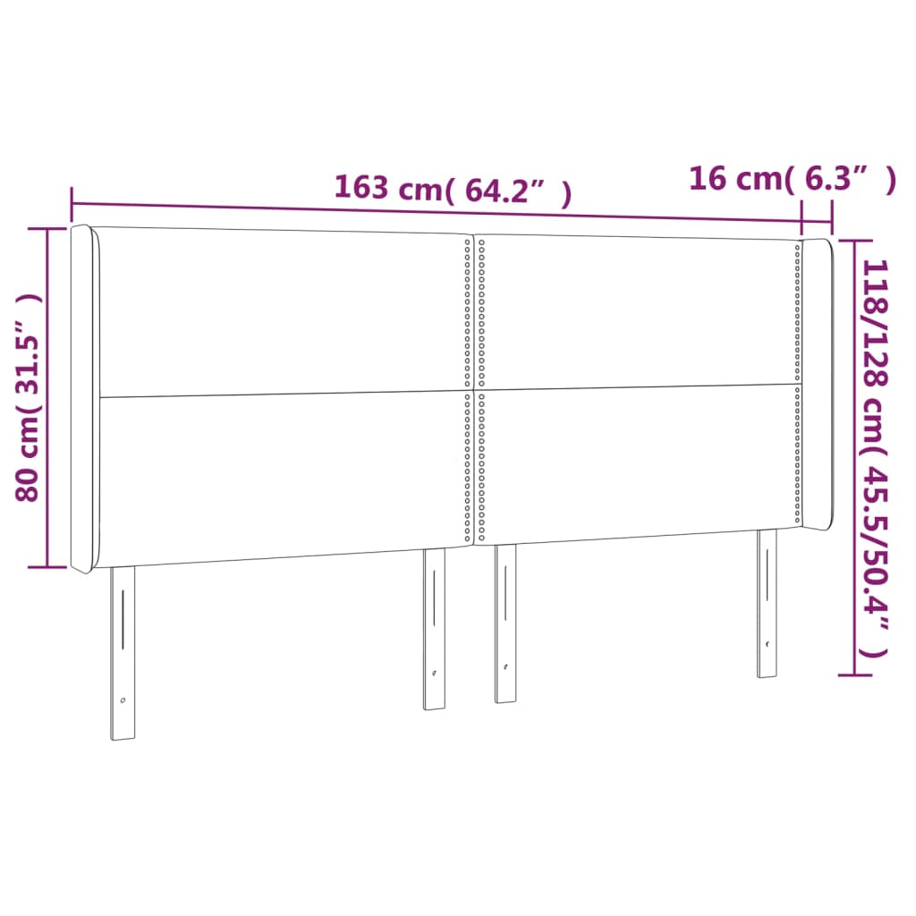 vidaXL Tăblie de pat cu aripioare gri 163x16x118/128 cm catifea