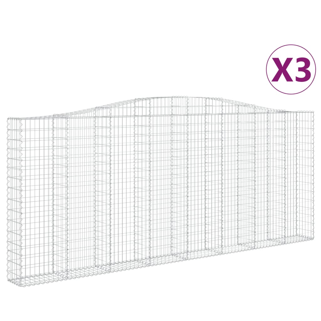 vidaXL Coșuri gabion arcuite 3 buc. 400x30x160/180 cm fier galvanizat