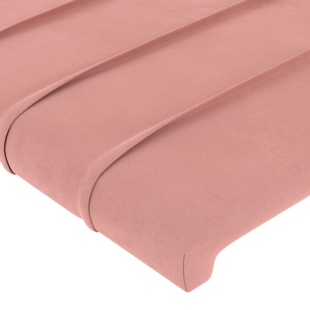 vidaXL Tăblie de pat cu LED, roz, 90x5x78/88 cm, catifea