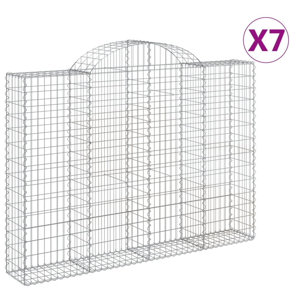 vidaXL Coșuri gabion arcuite 7 buc, 200x30x140/160cm, fier galvanizat