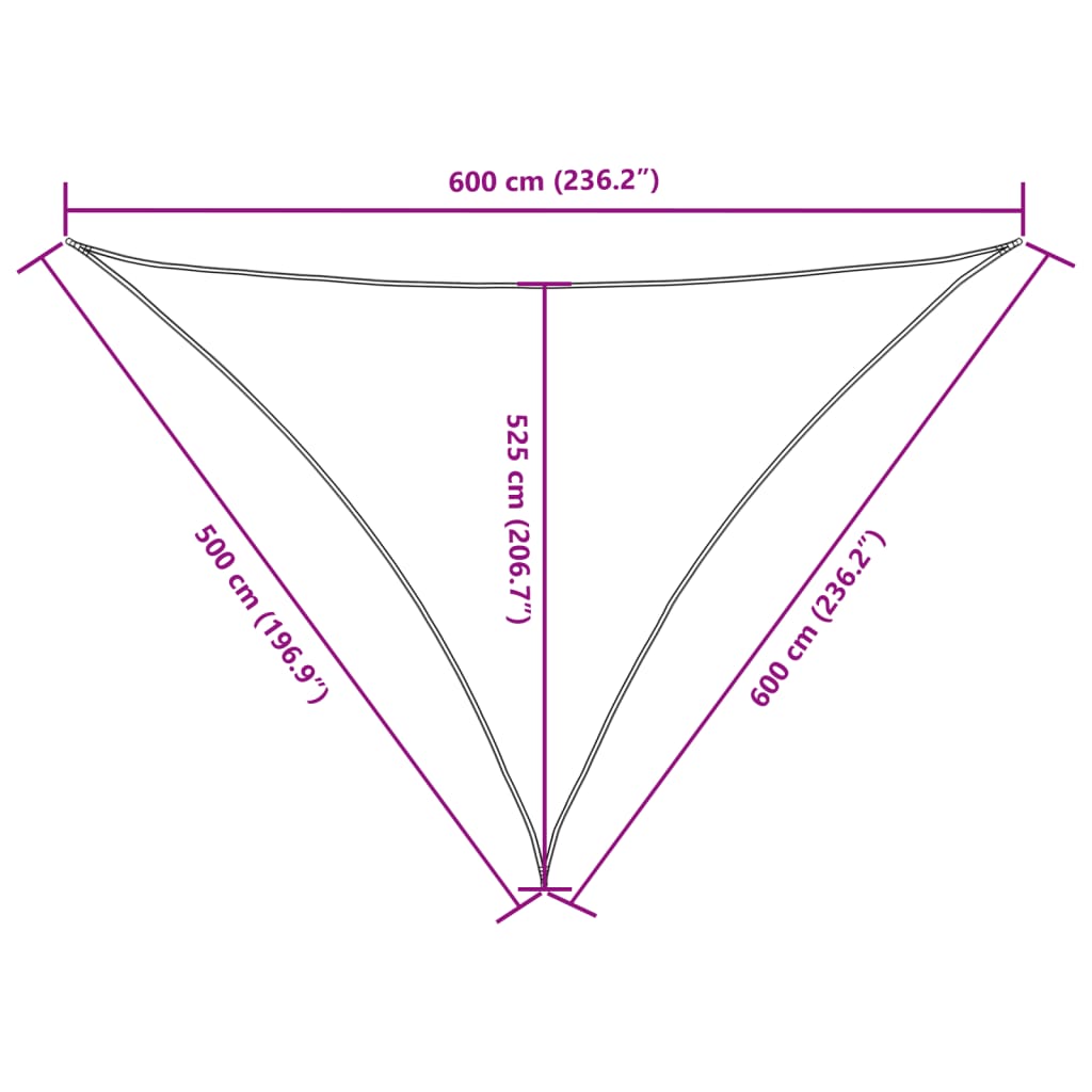 vidaXL Pânză parasolar, crem, 5x6x6 m, țesătură oxford, triunghiular