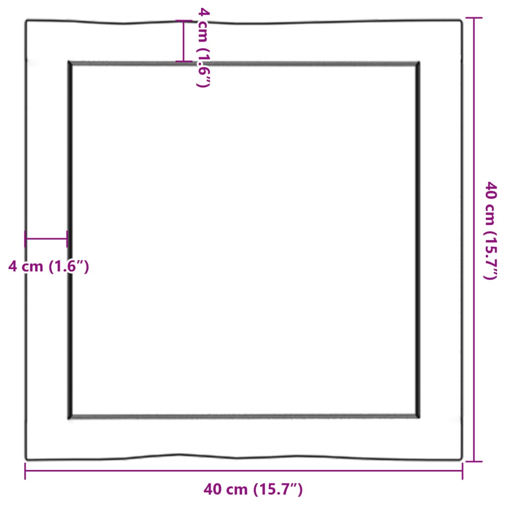 vidaXL Blat masă, 40x40x(2-6) cm, maro, lemn tratat contur organic