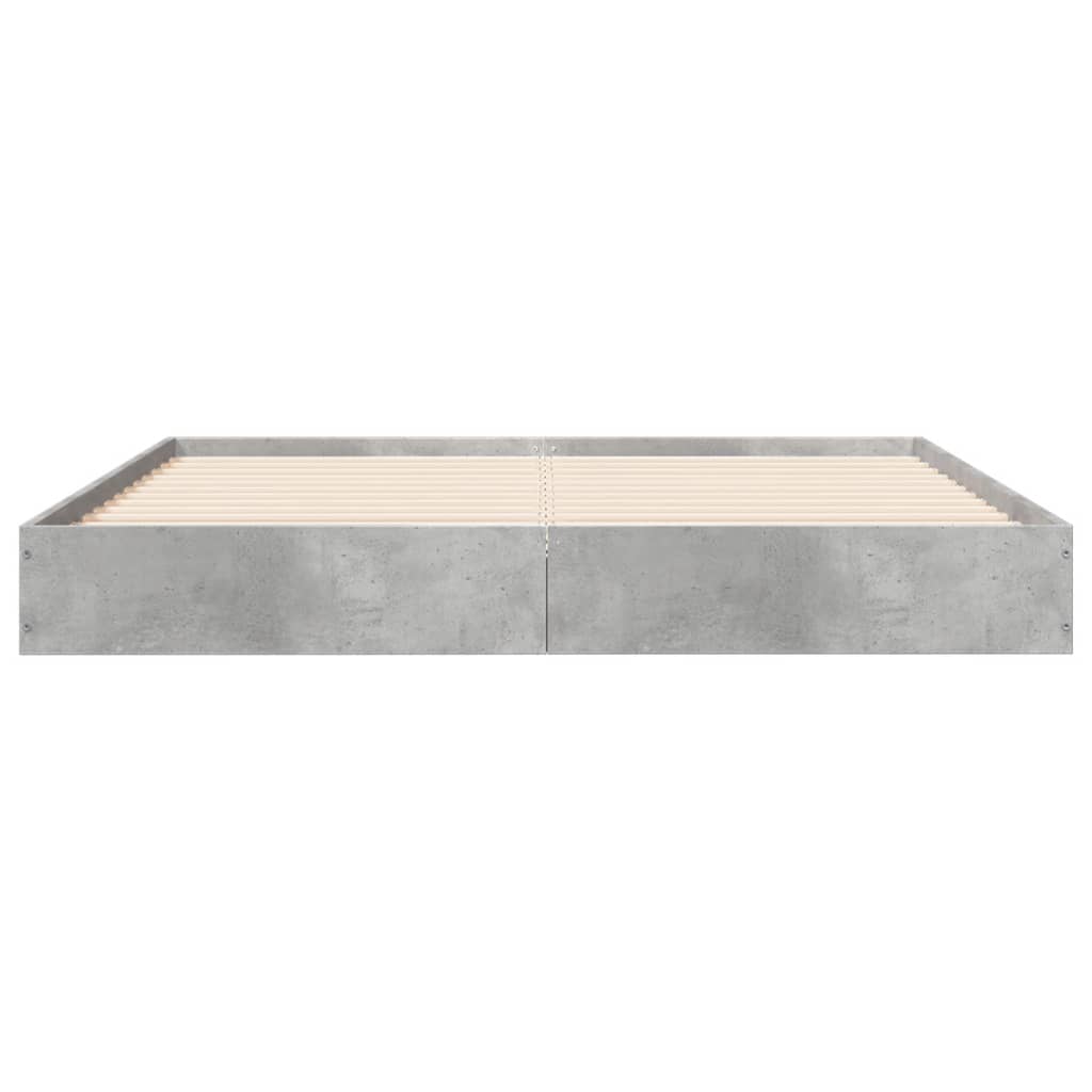 vidaXL Cadru de pat, gri beton, 140x190 cm, lemn prelucrat