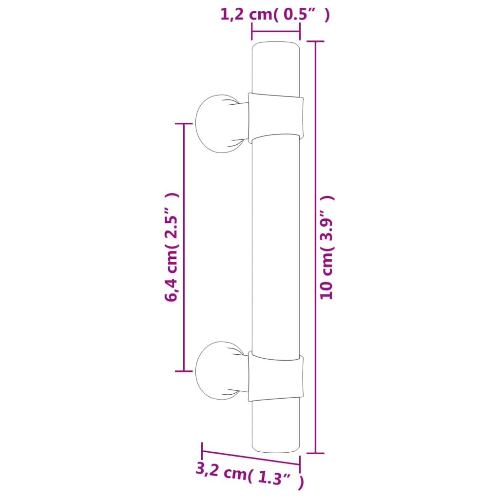 vidaXL Mânere de dulap, 10 buc., argintiu, 64 mm, oțel inoxidabil