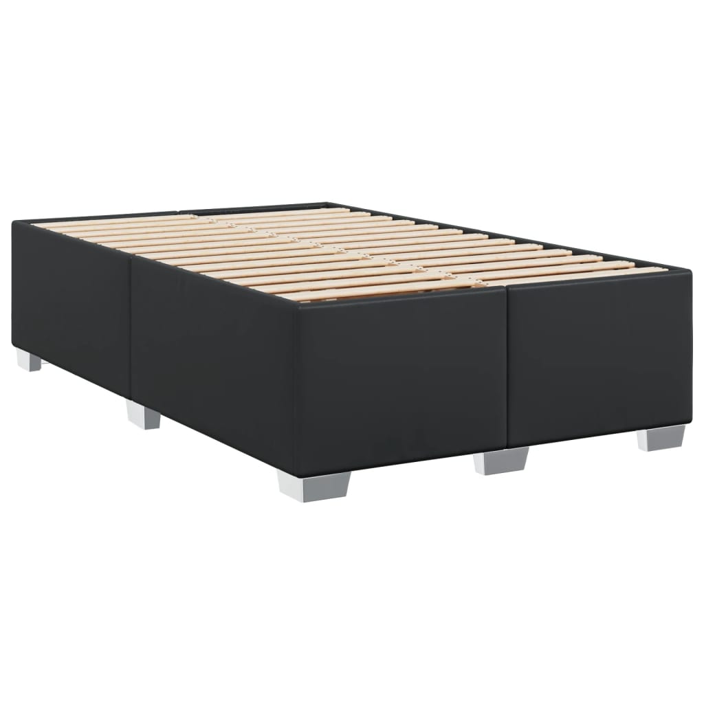 vidaXL Pat box spring cu saltea, negru, 120x190 cm, piele ecologică