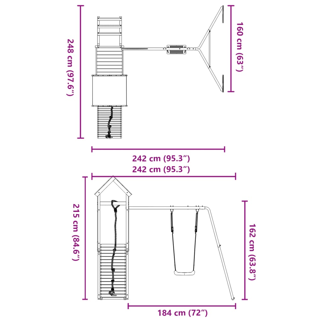 vidaXL Set de joacă pentru exterior, lemn masiv de pin