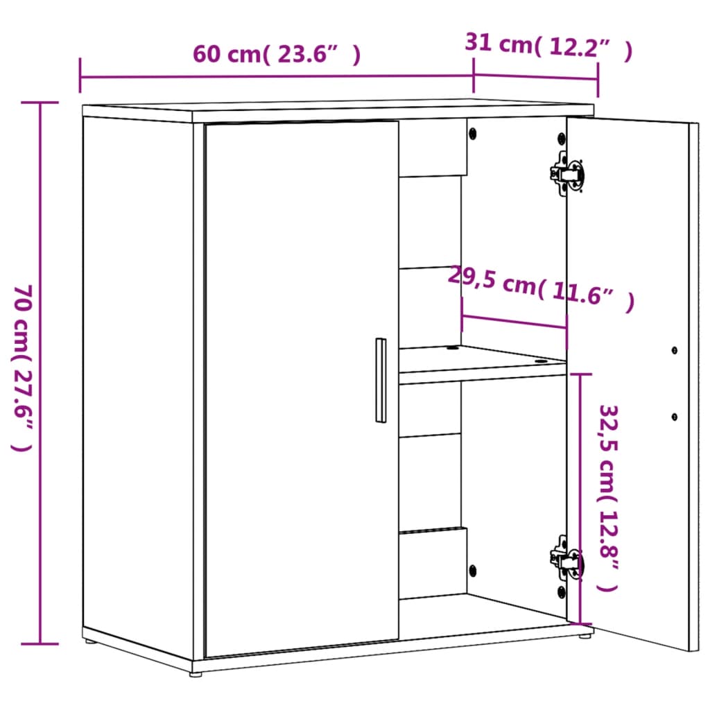 vidaXL Dulapuri, 2 buc., stejar fumuriu, 60x31x70 cm, lemn prelucrat