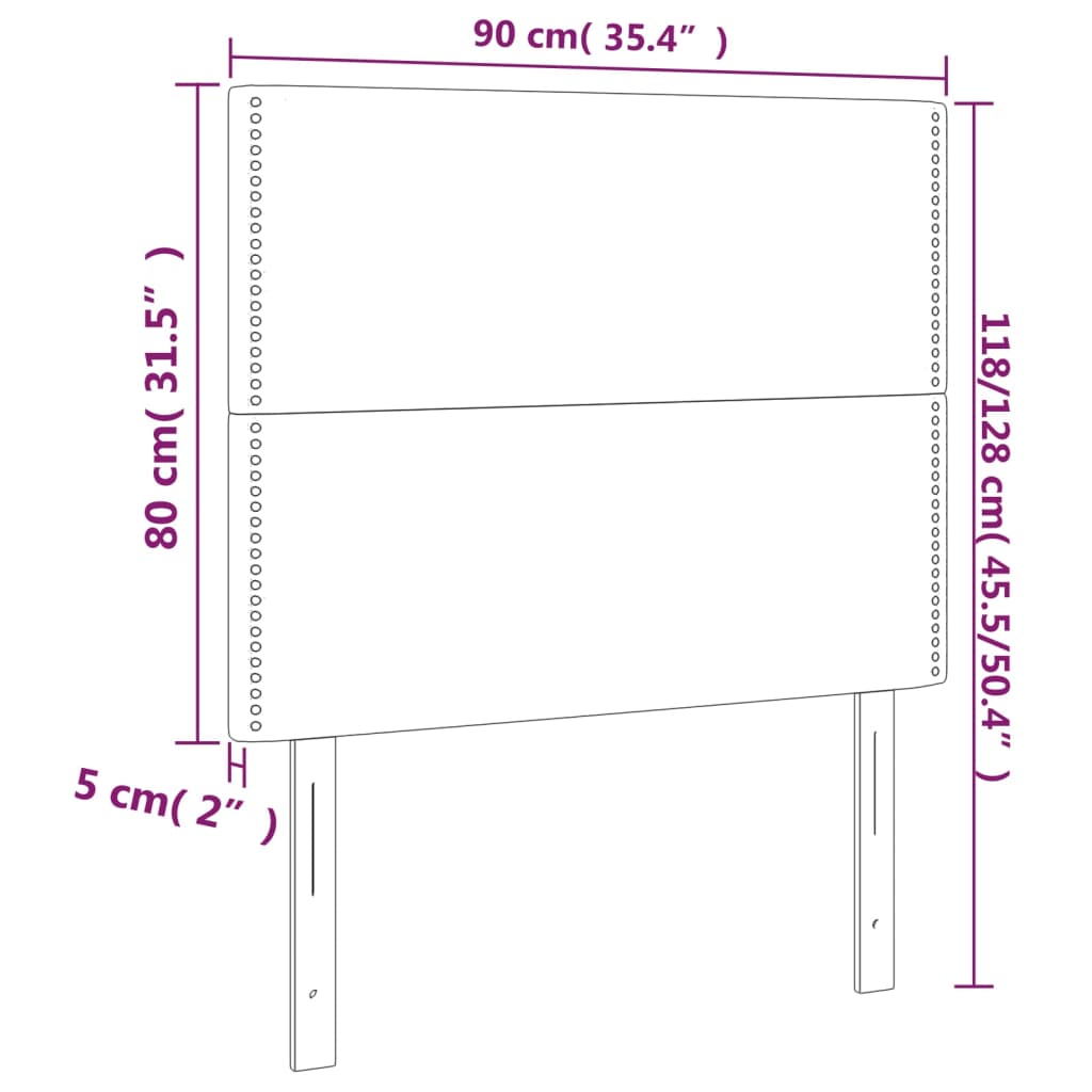 vidaXL Tăblie de pat cu LED, gri, 90x5x118/128 cm, piele ecologică