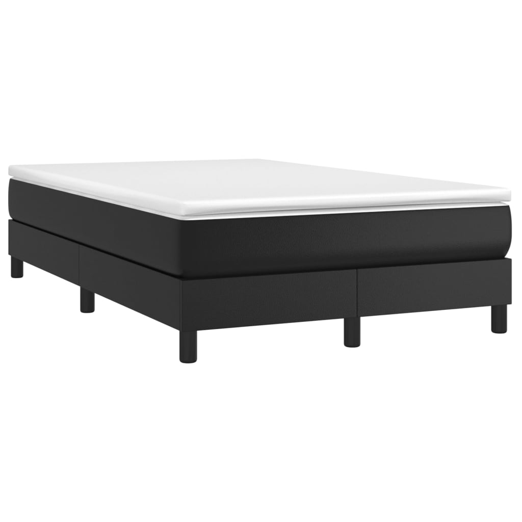 vidaXL Pat box spring cu saltea, negru, 120x200 cm, piele ecologică