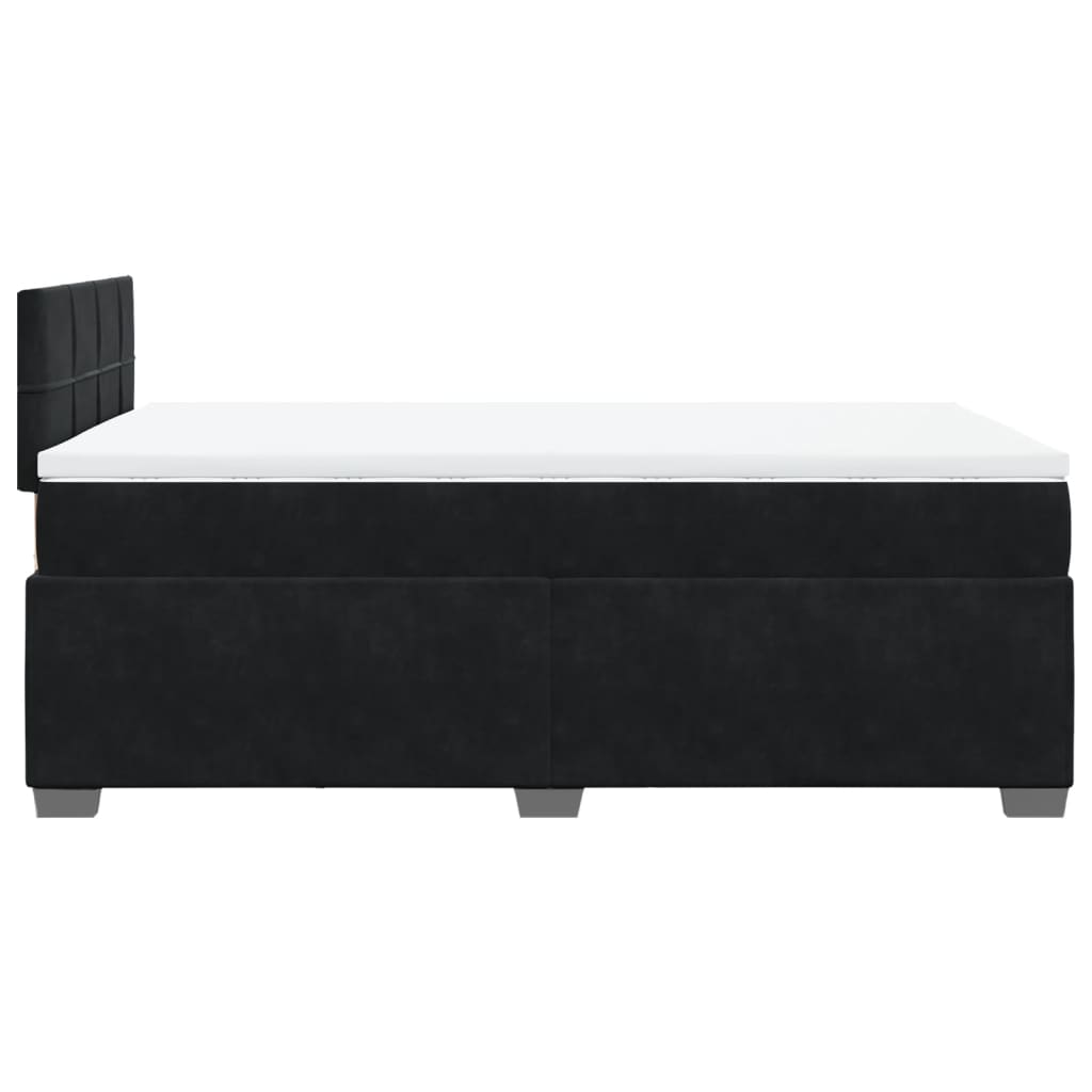 vidaXL Pat box spring cu saltea, negru, 120x190 cm, catifea