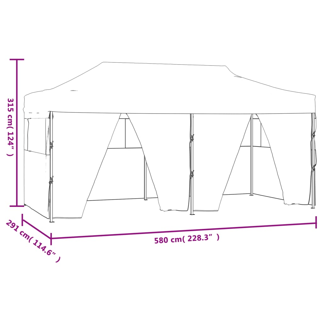 vidaXL Cort de petrecere pliabil cu 4 pereți, crem, 3 x 6 m, oțel