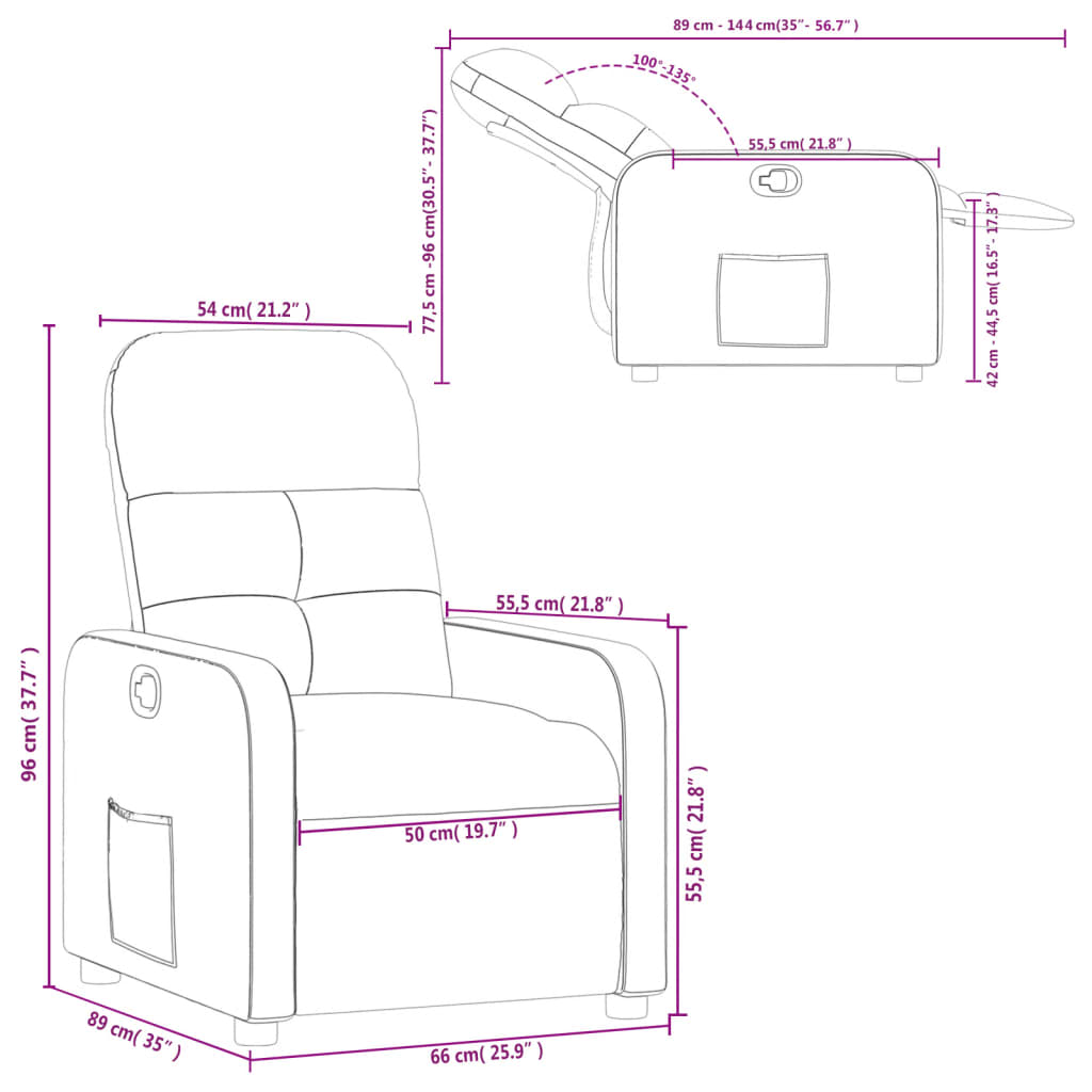 vidaXL Fotoliu rabatabil, gri închis, material textil