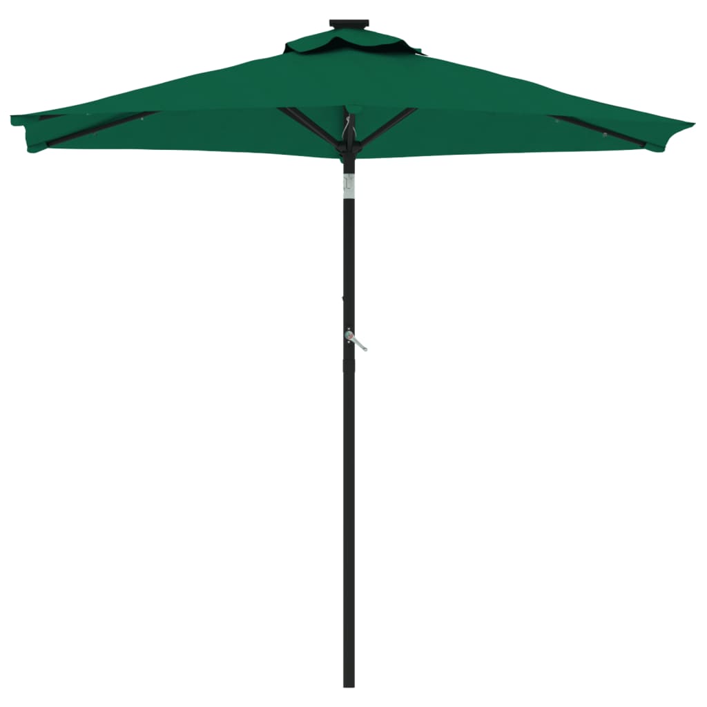 vidaXL Umbrelă soare de grădină stâlp din oțel/LED verde 225x225x212cm