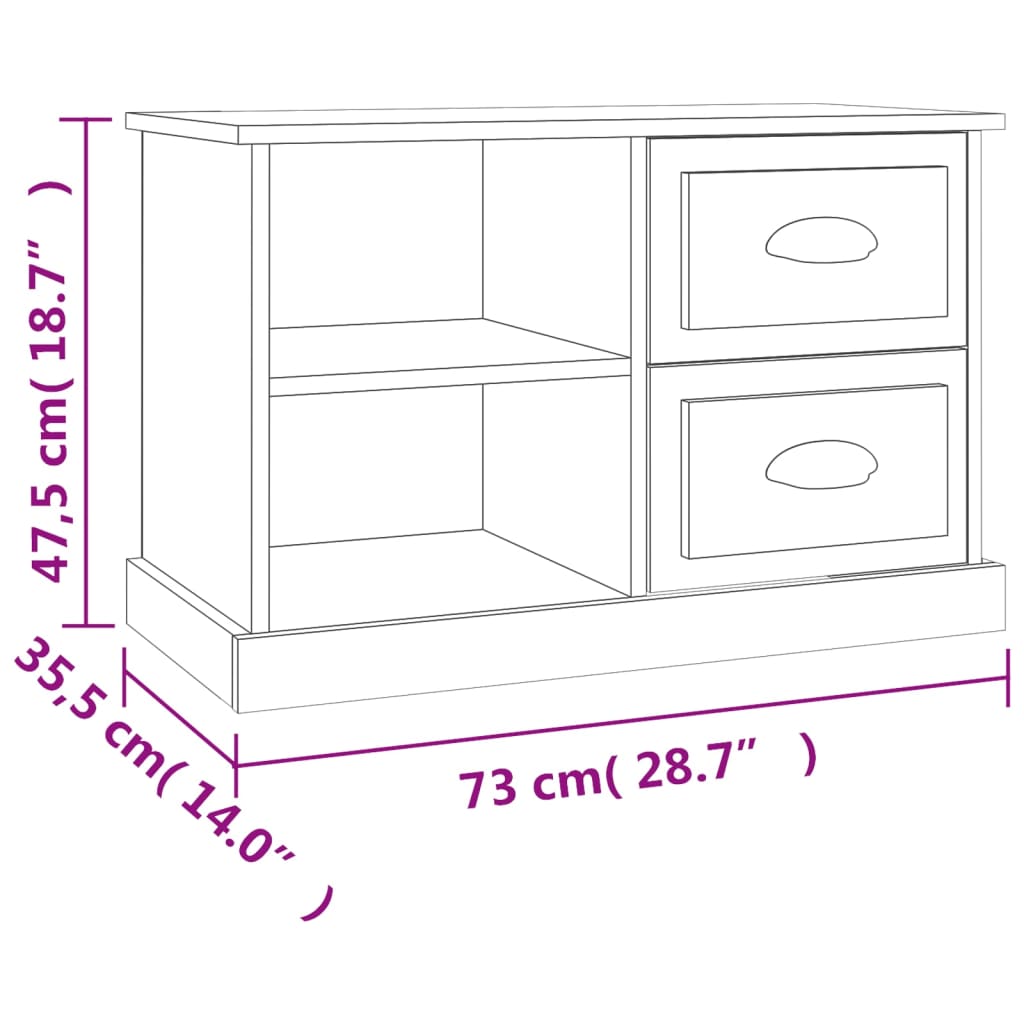 vidaXL Comodă TV, alb extralucios, 73x35,5x47,5 cm, lemn prelucrat