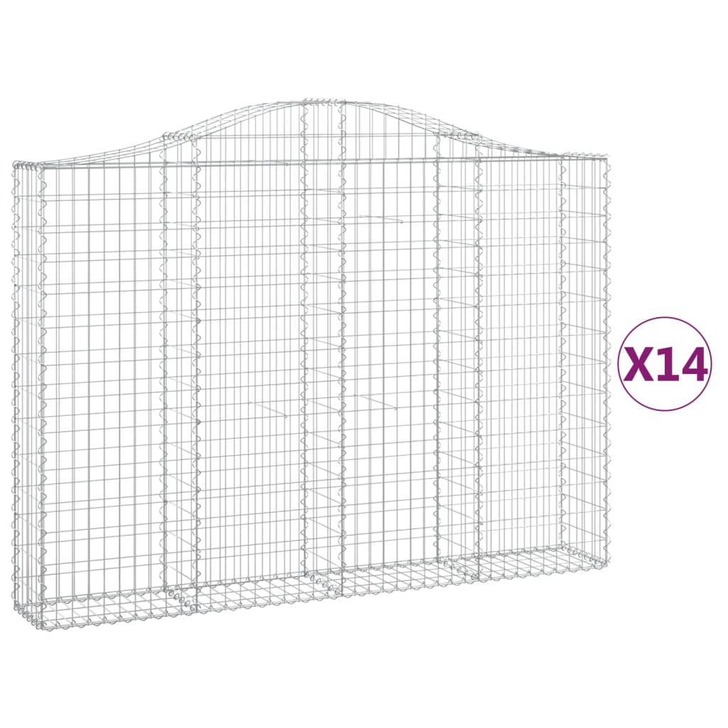 vidaXL Coșuri gabion arcuite 14 buc, 200x30x140/160cm, fier galvanizat