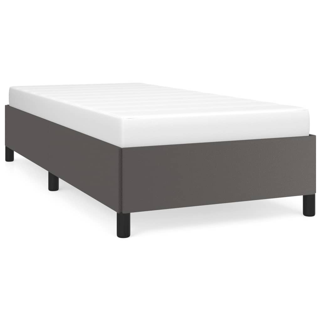 vidaXL Cadru de pat, gri, 90x190 cm, piele ecologică